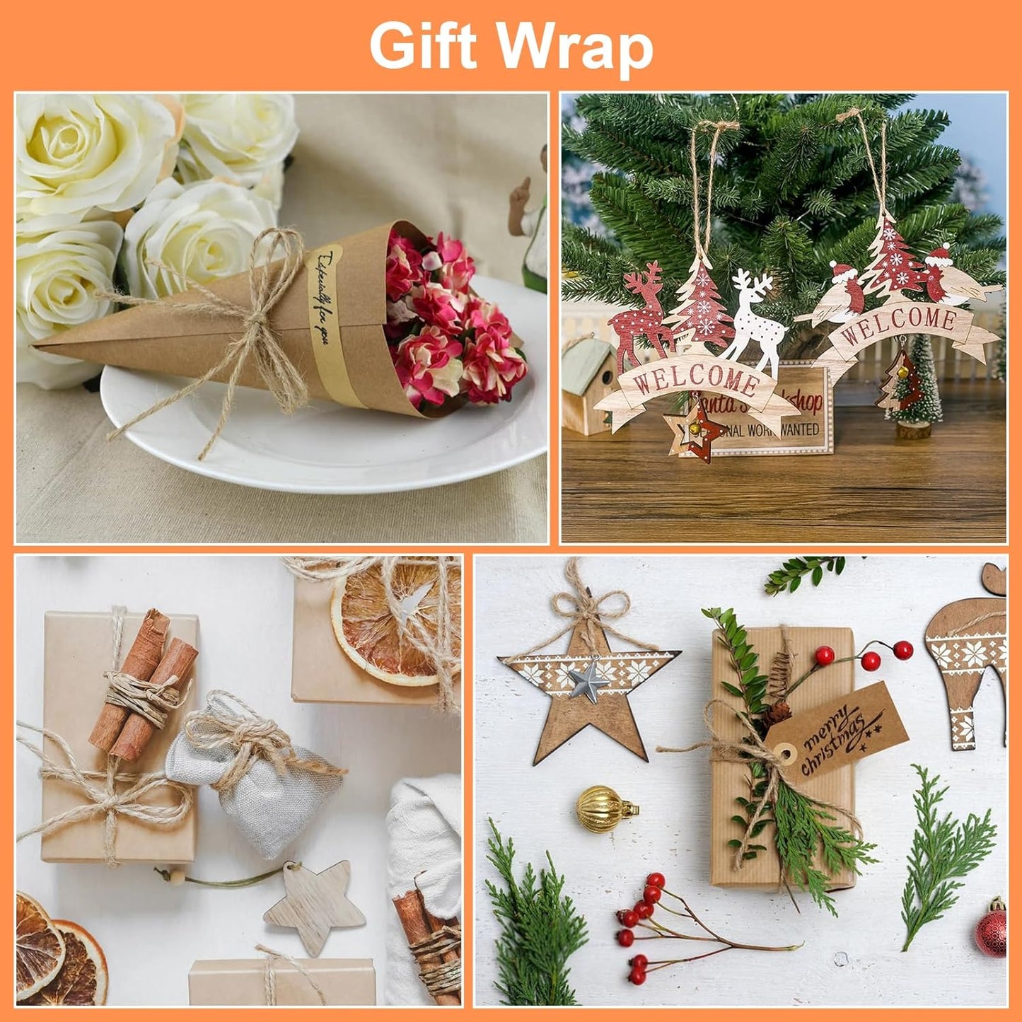 Twine String, 2mm 1148FT Jute Rope for Handmade Arts Crafts Gift Wrapping, Burlap String for Gardening Climbing Plant, Hemp Cord for Halloween Christmas Wedding Decoration-VerdiqueGarden