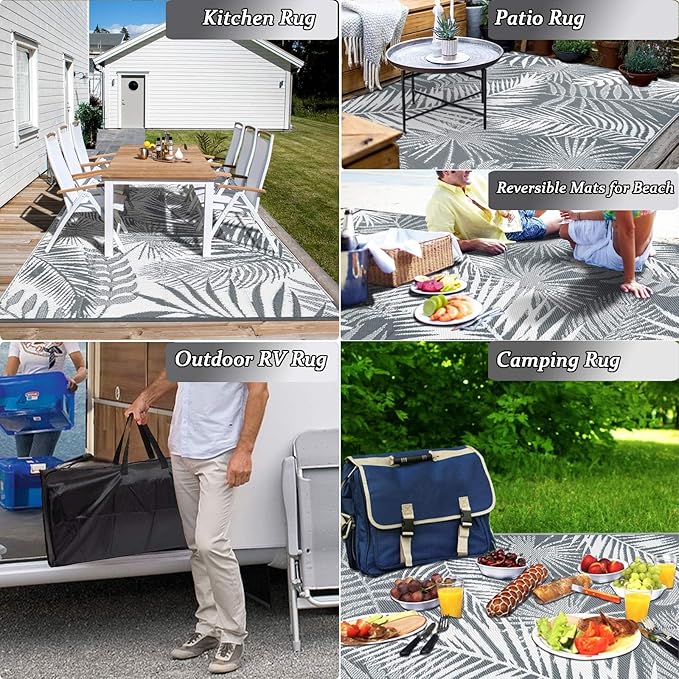 HiiARug Outdoor Rug 5x7Ft Outdoor Plastic Straw Rug Waterproof Outdoor Rugs for Patios Clearance Indoor Outdoor Rug for Patio Decor Porch Camping-VerdiqueGarden