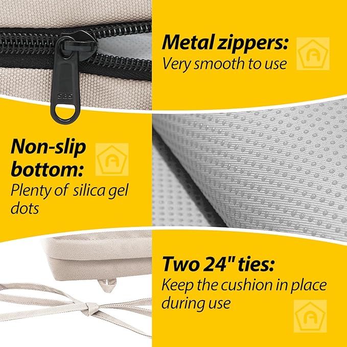 AAAAAcessories Outdoor Seat Cushions for Chairs, Waterproof, Fade-Resistant Patio Furniture Replacement Cushions, 18" x 18" x 2", Set of 2, Khaki Beige-VerdiqueGarden