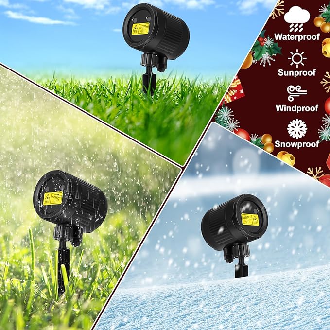 Honoson 1 Pcs Christmas Laser Projector Lights Outdoor RGB Laser Light with Remote Waterproof Motion Xmas Holiday Projector Garden Decoration for Lawns Party House (Red Green Color)-VerdiqueGarden