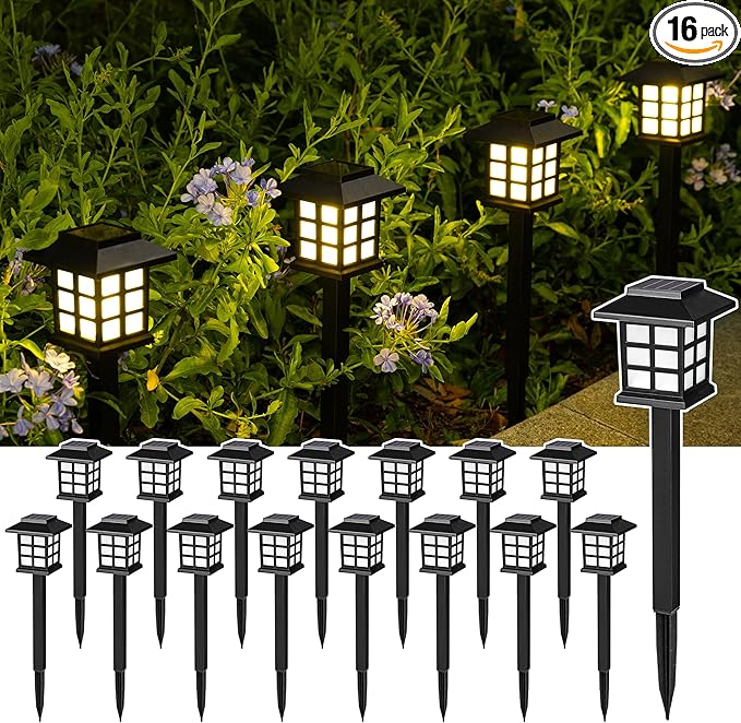SOLPEX 16 Pack Solar Path Lights - Outdoor, Garden, Yard & Landscape (Warm White)-VerdiqueGarden