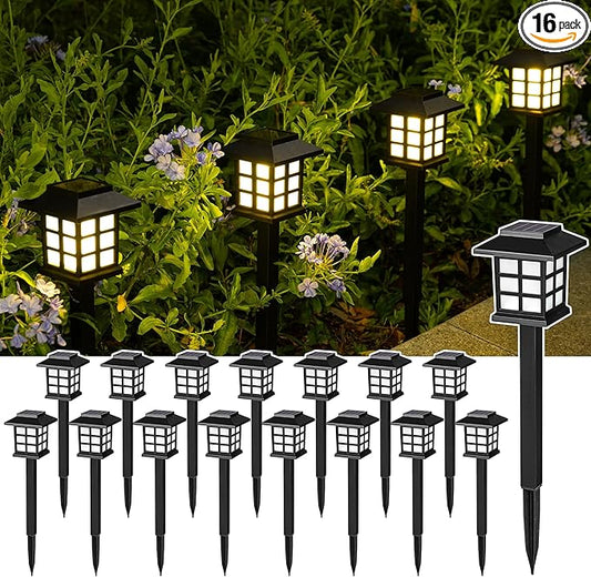 SOLPEX 16 Pack Solar Path Lights - Outdoor, Garden, Yard & Landscape (Warm White)-VerdiqueGarden