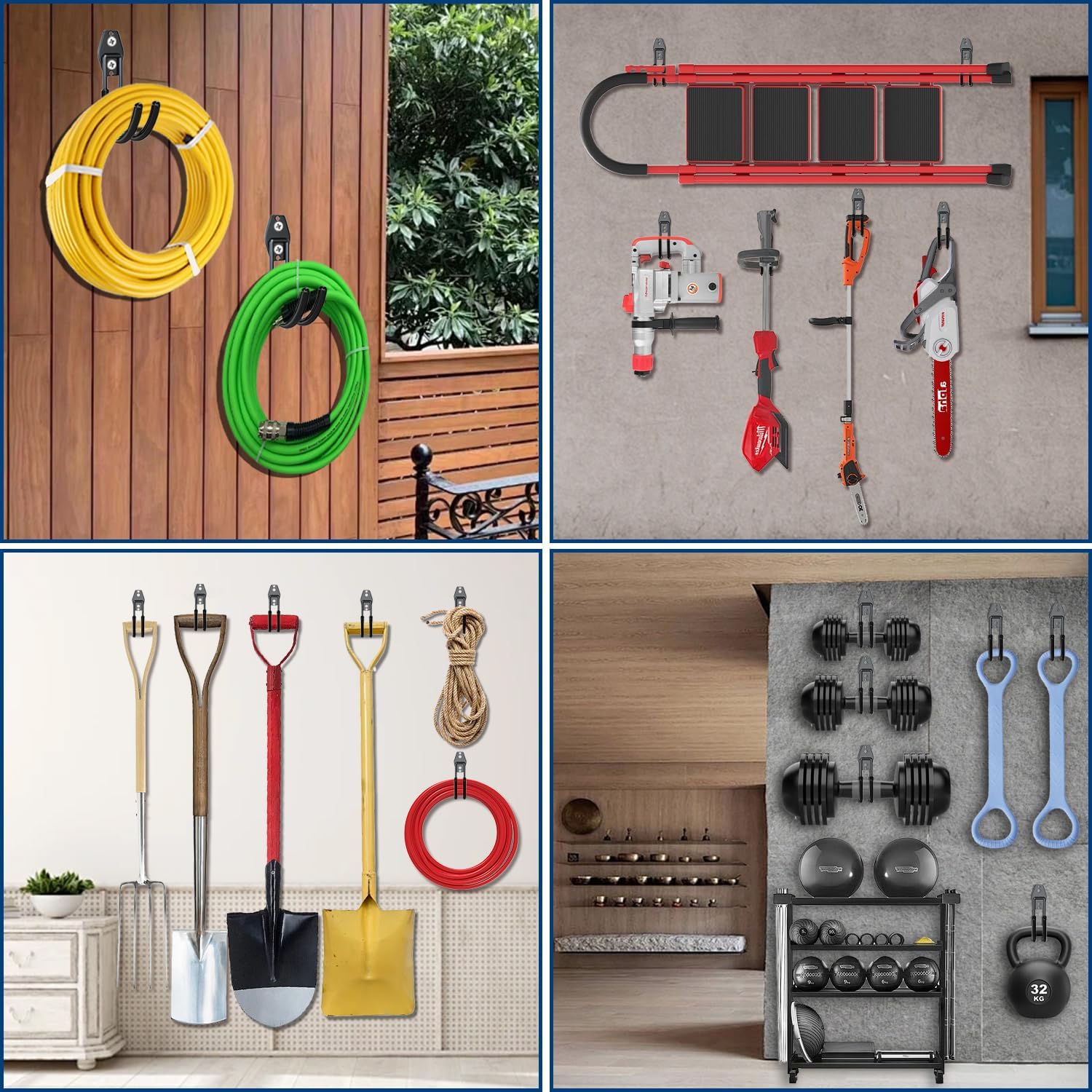 3-H Garden Hose Holder Wall Mount 2 Pack,Solid Steel Hose Hanger,Perfect for Hanging Outdoor Air Hose,Ropes,Pipes,Garden Tools,Ladders,Bikes,Bulk Items(Black)-VerdiqueGarden