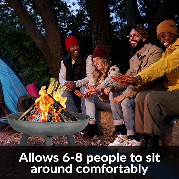 Sunnydaze 30-Inch Cast Iron Heavy-Duty Fire Pit for Outside - Wood-Burning Outdoor Fire Pit Bowl with Handles - Steel Finish-VerdiqueGarden