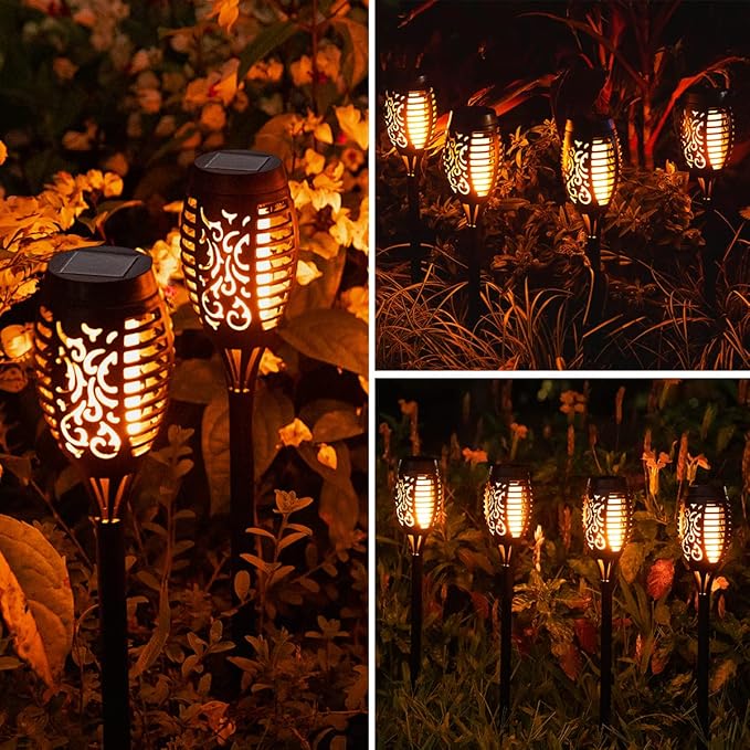 MIUSIKIT 16Pack Outdoor Solar Lights for Yard, Solar Flame Lights for Outside Decorations, Solar Pathway Lights Outdoor Waterproof, Luces Solares for Outdoor Lighting Art-VerdiqueGarden