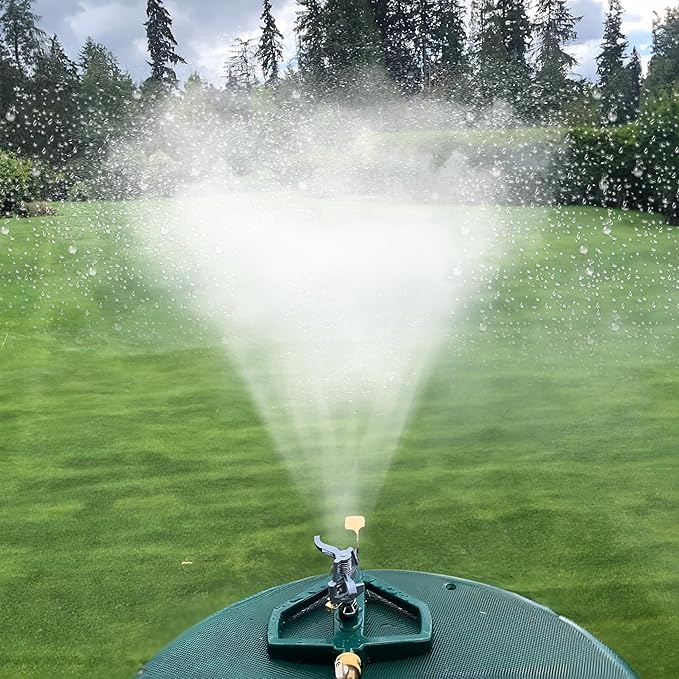 Hourleey Impact Sprinklers for Yard, Heavy Duty 360 Degree Rotating Pulsating Lawn Sprinkler with Metal Base for Garden Large Area, Water Coverage up to 5,800 Sq. Ft-VerdiqueGarden