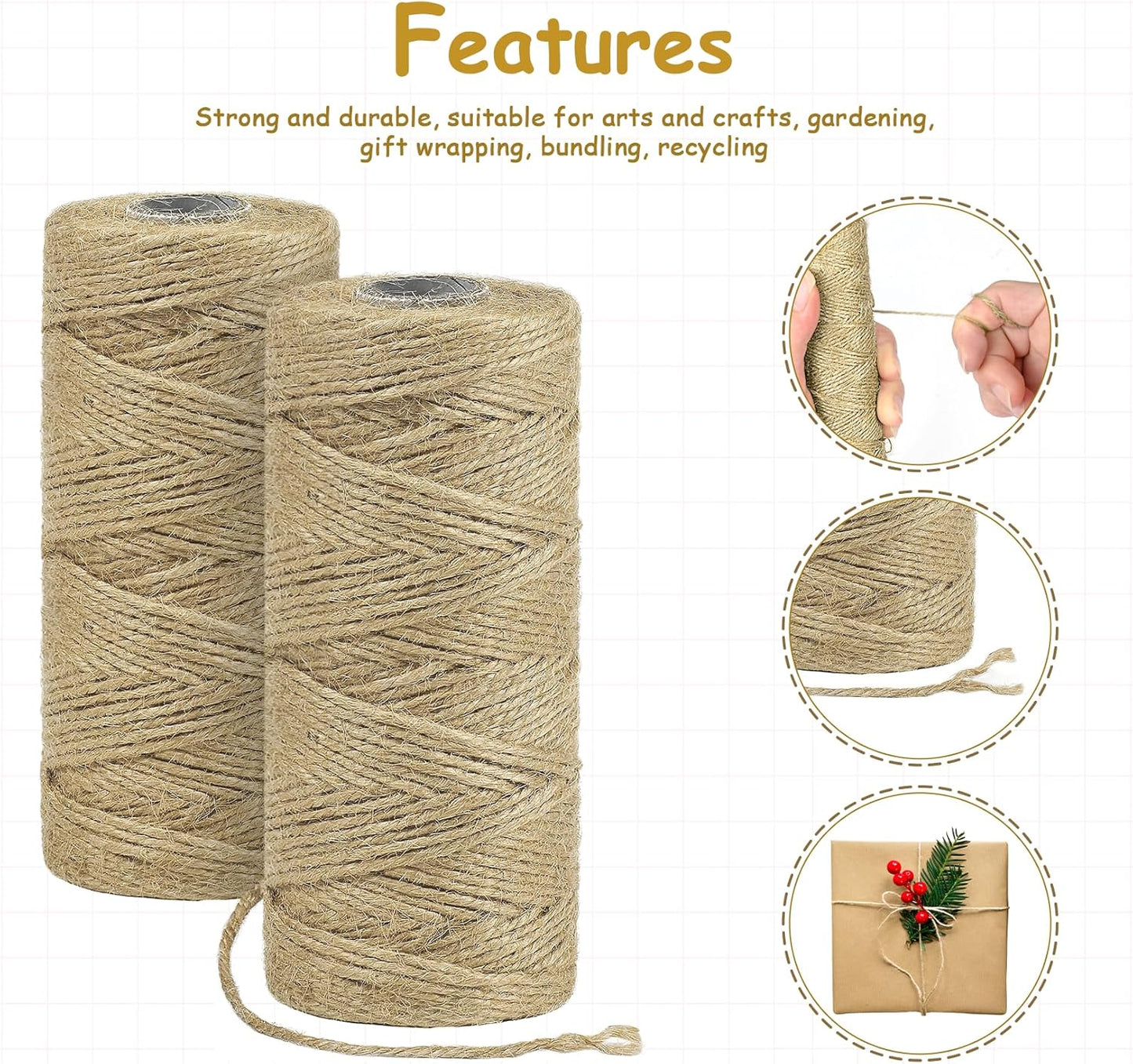 Garden Twine, 656 Feet Jute Twine,Baling Twine, Plant String, Garden Twine for Climbing Plants,Tomatoes, Crafting Floristry-VerdiqueGarden