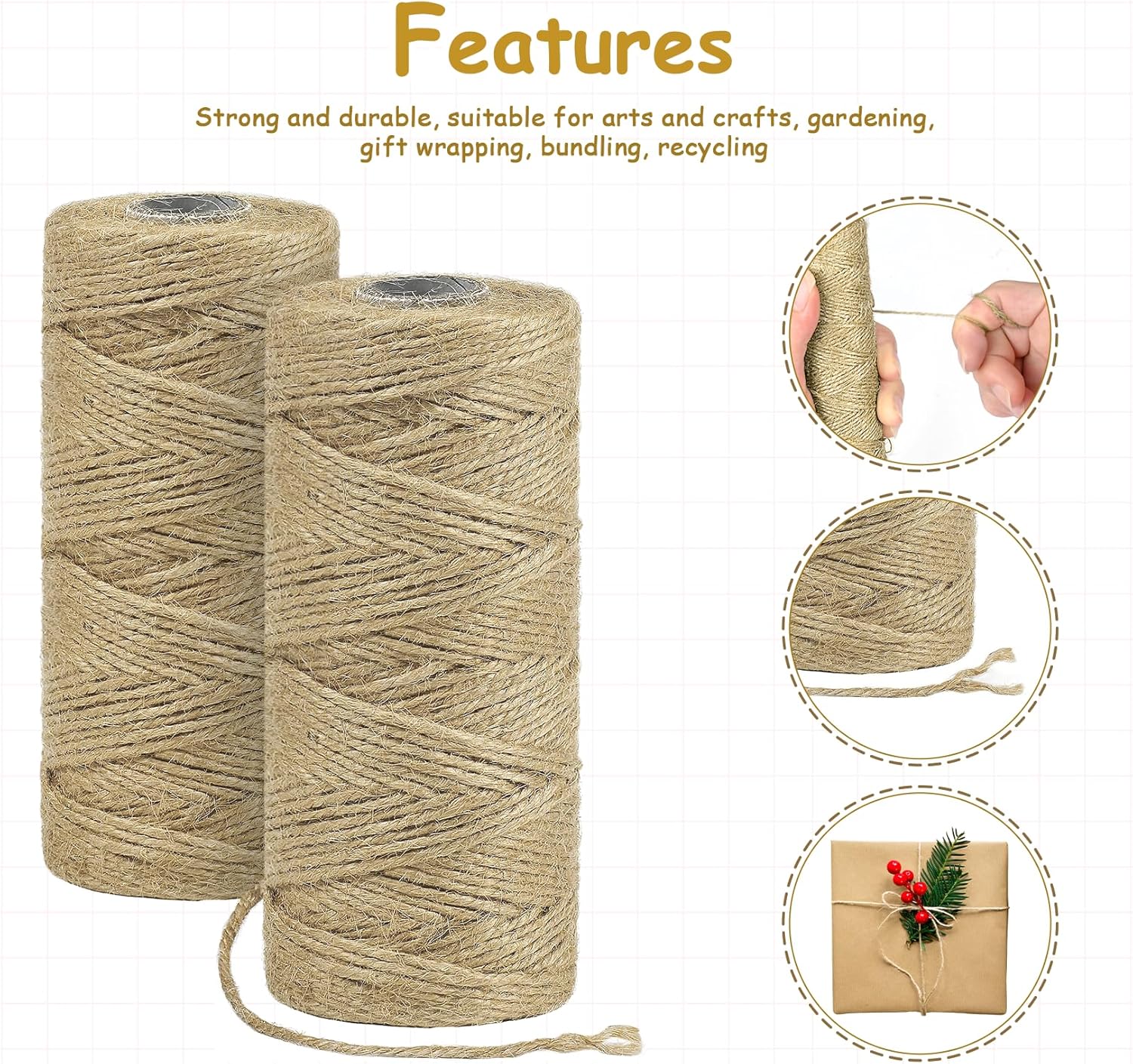 Garden Twine, 656 Feet Jute Twine,Baling Twine, Plant String, Garden Twine for Climbing Plants,Tomatoes, Crafting Floristry-VerdiqueGarden