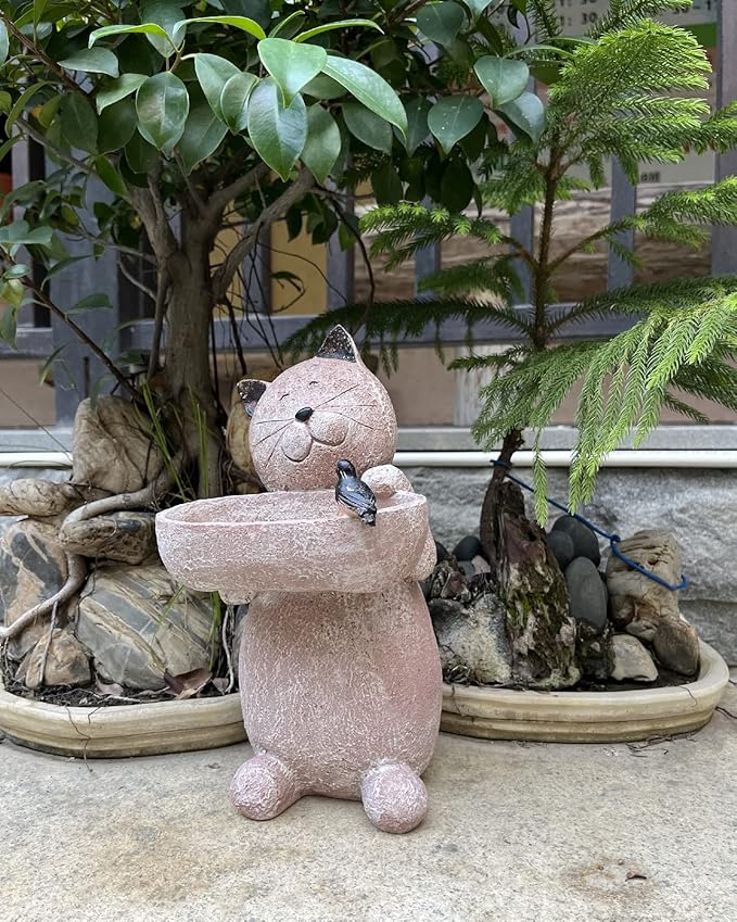 Cat Garden Statue Outdoor Decor Sculptures 12.3 Inch Height Figurine Gardening Lawn Ornament Gifts for Women-VerdiqueGarden