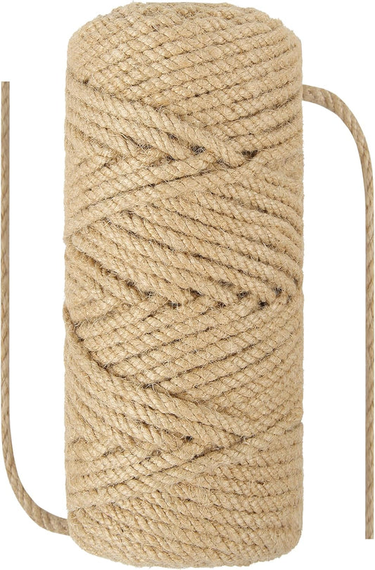 1/6 in (4mm) X 164 Ft (50meter) Natural Sisal Hemp Rope Heavy Duty Thick Twine for Cat Scratcher Post Tree, Garden, Binding, Crafts Packing Material-VerdiqueGarden