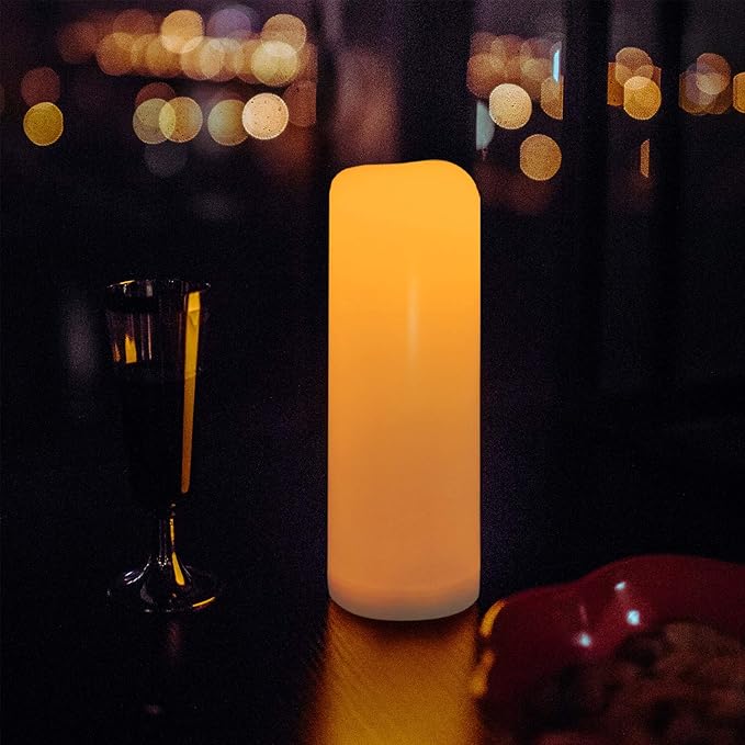 iZAN 1 PCS Outdoor Flameless LED Pillar Candle with Remote & Timer - Long Lasting Waterproof Flickering Battery Operated Electric Candle for Christmas Lantern Party Wedding Decoration 3"x8"-VerdiqueGarden