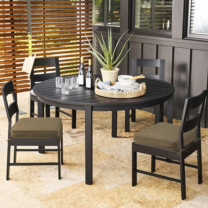 Outdoor Sunbrella Square Corner Seat Cushion, 18.5"x16"x3", Set of 4, Non Slip Seat Cushion Pads with Removable Cover for Patio Furniture, Garden Yard Lawn, Specrtum Caribou-VerdiqueGarden