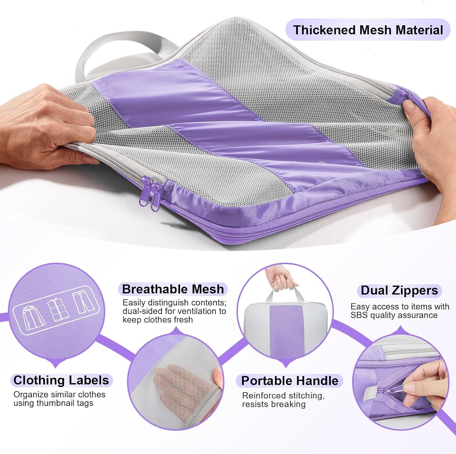 8 Set Compression Packing Cubes for Travel Essentials,Compressible Expandable Packing Cubes for Suitcase,OlarHike Luggage Organizer Bags for Travel,Handy Helper for Organizing Clothes(Light Purple)-VerdiqueGarden