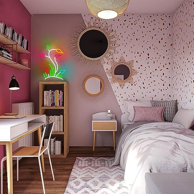 Flower Grasslands Neon Signs Tulips LED Neon Light for Wall Decor Flowers Shaped Light up Sign for Bedroom, Christmas Gift, Shop, Teen Room, lorists,Dormitory-VerdiqueGarden