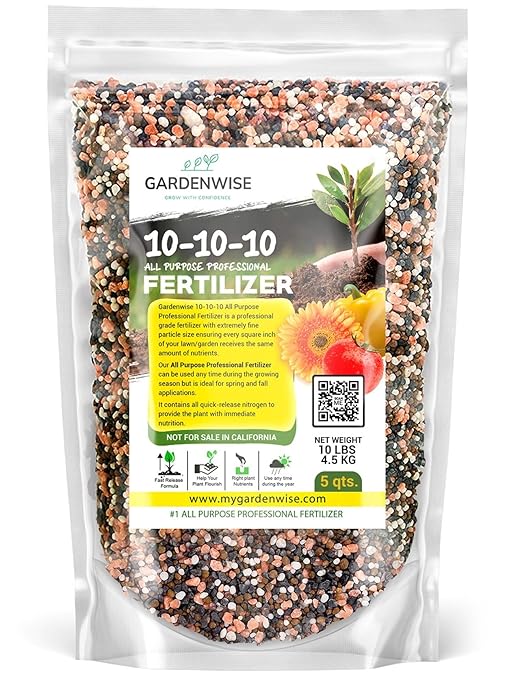 10-10-10 Plant Fertilizer Slow Release - 10 10 10 All Purpose Granular Garden Fertilizer for Vegetables, Tomato, Arborvitae, Shrubs, Rose, Flowers, Fruit, Fig Trees (5 QUARTS)-VerdiqueGarden