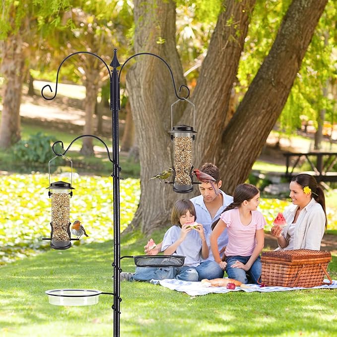 MIXXIDEA Wild Bird Feeders for Outdoors Hanging 2 Pack Stainless Steel Tube Bird Feeder, Water Resistant Finch Bird Feeder for Garden Backyard Decoration Attractive Metal Thistle Feeder (Coffee)-VerdiqueGarden