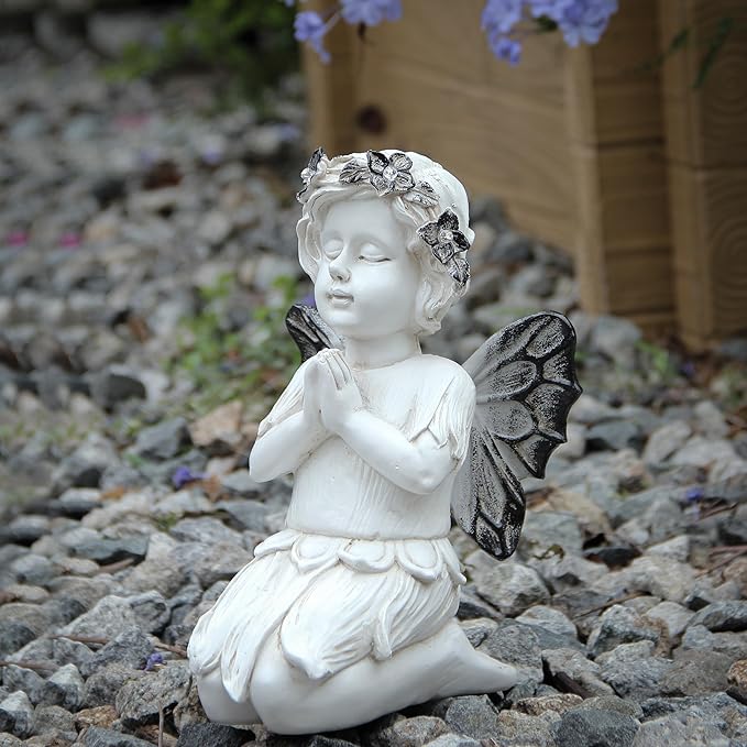 Leekung Angel Statues for Garden Decor - with Solar Powered Light Angel Garden Statues Outdoor Garden Sculptures & Statues Angels Figurines Memorial Praying Sculpture for Patio Lawn Yard Porch Gifts-VerdiqueGarden