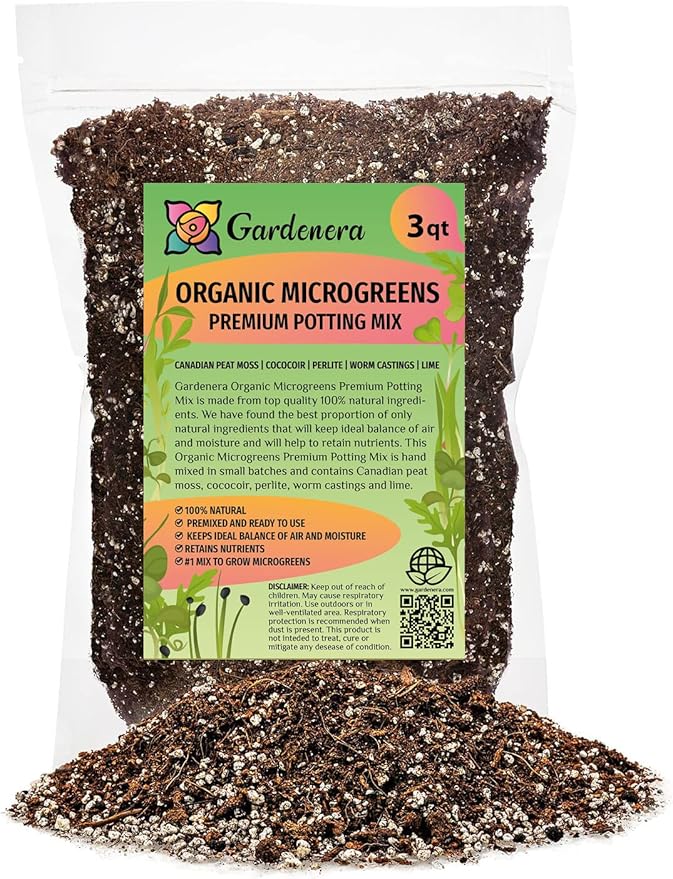 Premium Organic Microgreens Potting Mix: Canadian Peat Moss, Cococoir, Perlite, and More - 3 Quart-VerdiqueGarden
