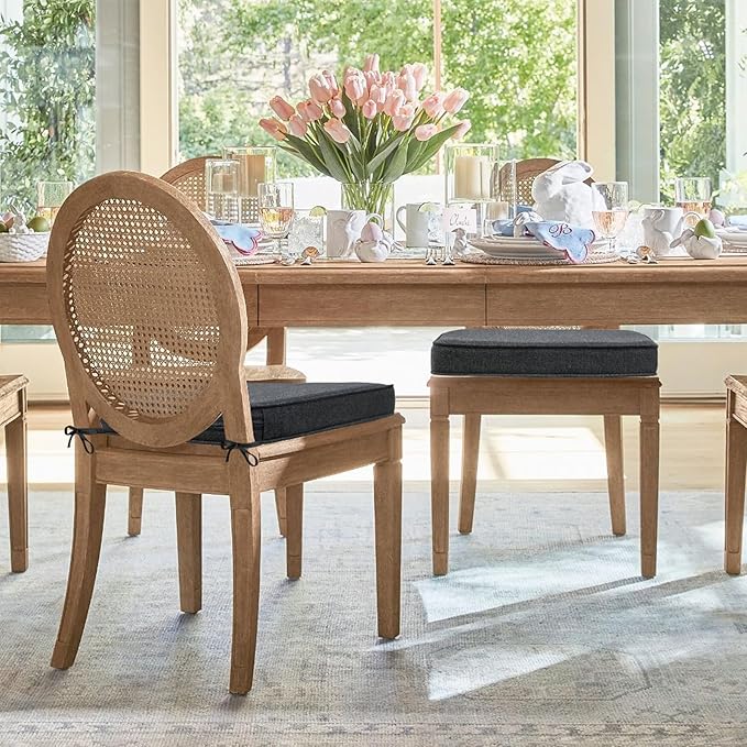 Outdoor Sunbrella Round Corner Seat Cushion, 17"x16"x2", Set of 4, Non Slip Seat Cushion Pads with Removable Cover for Patio Furniture, Garden Yard Lawn, Spectrum Carbon-VerdiqueGarden