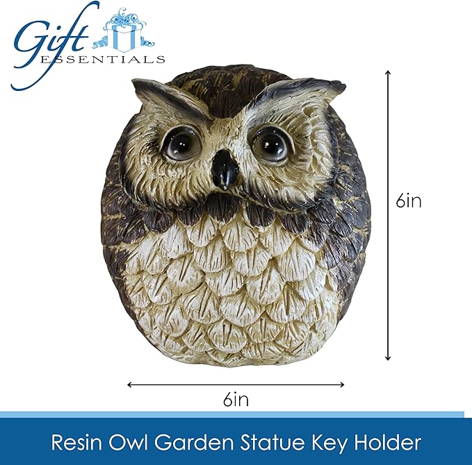 Stocky Owl Garden Decor Holds a Hidden Key Outside - Secret Magnetic Panel Key Hider-VerdiqueGarden