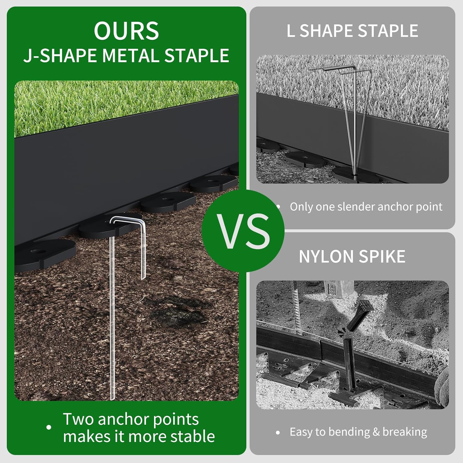 102FT Landscape Edging 2 in Tall with 110 Spikes, Garden Edging Border and 1 Hammer, Plastic Landscape Edging Border Lawn Edging for Landscaping, Flower Beds, Yard-VerdiqueGarden