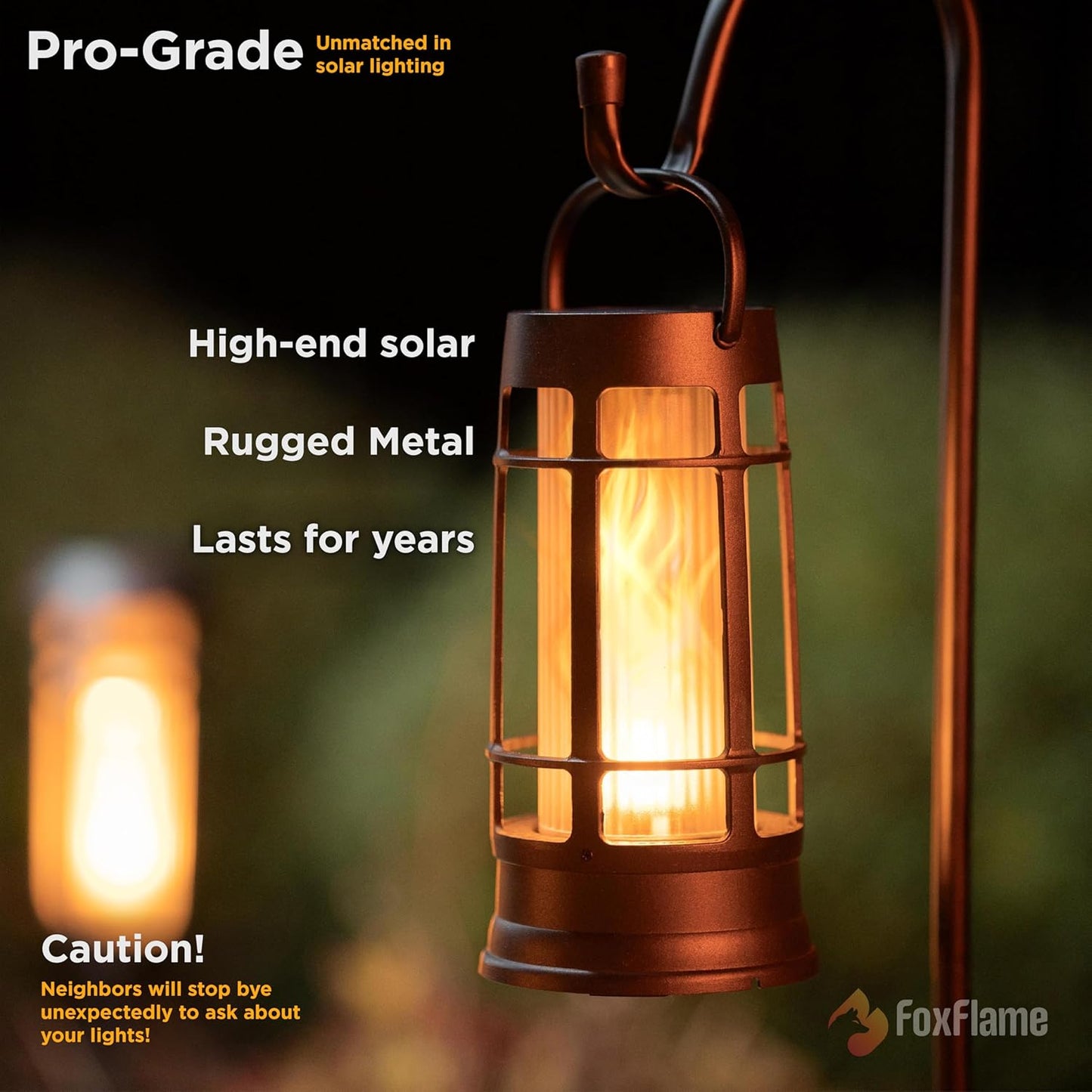 Metal Outdoor Solar Lantern, Flickering Solar Lanterns Outdoor Waterproof with Patented LED, Outdoor Lanterns for Porch, Patio, Garden, Tabletop, Hanging Use, Matte Black (4 Pack)-VerdiqueGarden