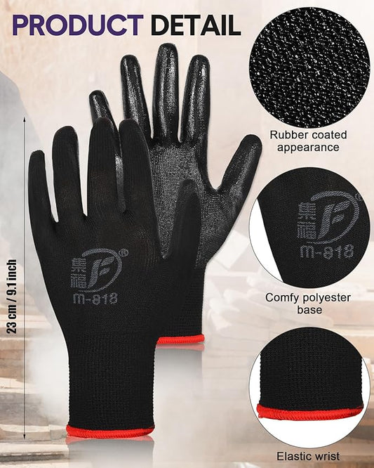 Nuogo 48 Pairs Gardening Gloves for Men Women Rubber Coated Safety Work Gloves Bulk for Gardening Construction Work-VerdiqueGarden