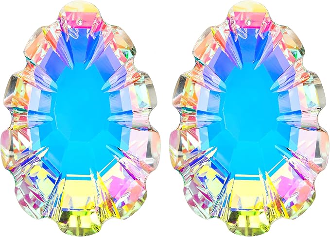 HDCRYSTALGIFTS Set 2 Crystal Sun Catchers for Window Protect Bird Strike, AB Colored 76mm Hanging Ornaments for Windows Rainbow Prism Suncatchers Garden Home Decor-VerdiqueGarden