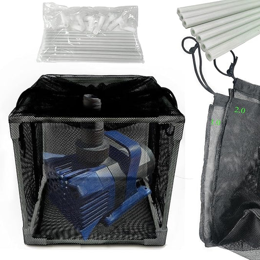 10 inch Large Pond Pump Filter Upgraded 2.0, Extended Anti-Clogging Outdoor Mesh Water Pump Cover Barrier Box, Nylon Mesh Bag+Brackets, Outdoor Pond Filters for Pond, Koi Pond and Pool-VerdiqueGarden