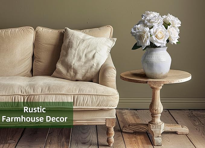 Quoowiit Ceramic Rustic Farmhouse Vase, White Distressed Flower Vase for Home Decor, Boho Decorative Vases for Centerpiece Table Decorations, Vases for Living Room Kitchen Entryway Mantle Shelf Decor-VerdiqueGarden