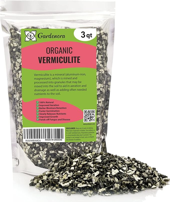 Horticultural Organic Vermiculite by GARDENERA - Medium Grade - Natural Soil Additive for Potted Plants, Orchids, Hydroponics, Terrariums (3 Quart)-VerdiqueGarden