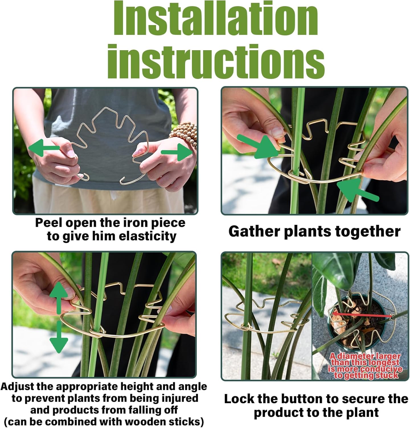 5.5 * 4.7IN Monstera Stem Support Stake with Clips - 5Pcs Durable Climbing Plant Support for Monstera, Fishbone Cactus, Easy Installation, for Plant Lovers-VerdiqueGarden