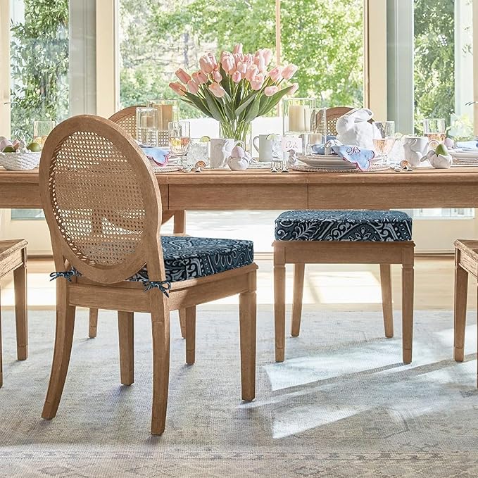 Outdoor Round Corner Seat Cushion, 17"x16"x2", Set of 4, Non Slip Seat Cushion Pads with Removable Cover for Patio Furniture, Garden Yard Lawn, Warm Taupe-VerdiqueGarden