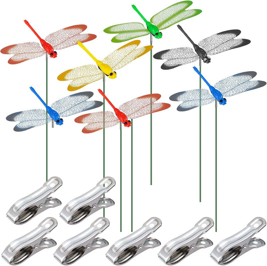NiHome 9.8" Dragonfly Decorative Garden Stakes for Outdoor & Indoor, Waterproof PVC Wings and Durable Plastic Body, Easy Installation & Weather Resistant for Flower Beds, Potted Plants, Walls (7PCS)-VerdiqueGarden