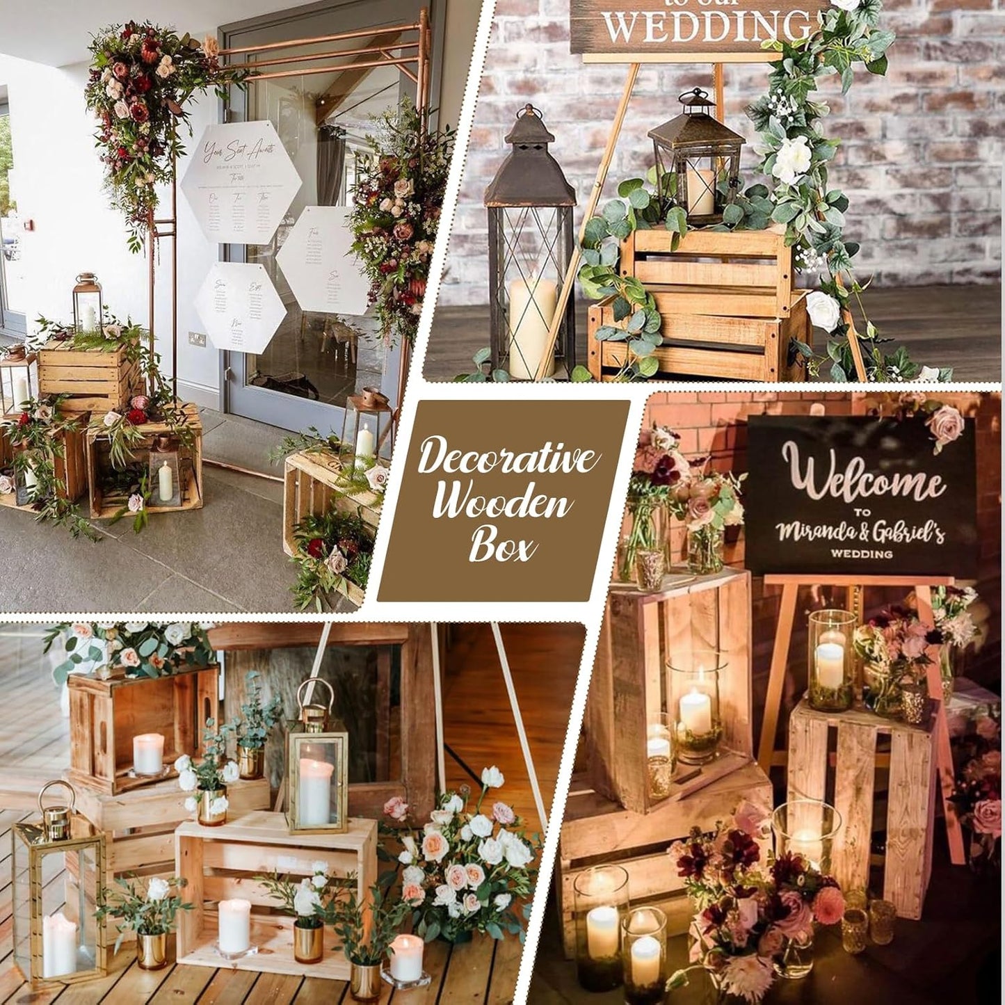 Soaoo 5 Pcs Decorative Nesting Wooden Crates for Storage Display 5 Size Large Small Rustic Wood Decorative Storage Crates with Handle Farmhouse Crate Box Container Made from Pine(Classic Color)-VerdiqueGarden