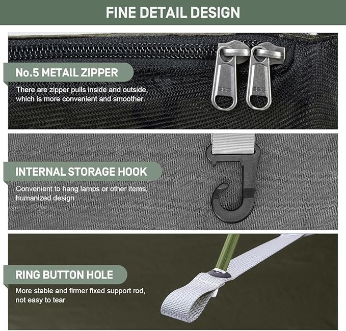 ETROL Camping Hammock with Mosquito Net,3 in 1 Function Parachute Portable Hammock,Double & Single Hammocks Tent for Travel Outdoor Indoor Hiking Patio - with Tree Straps,Carabiners,Aluminium Poles-VerdiqueGarden