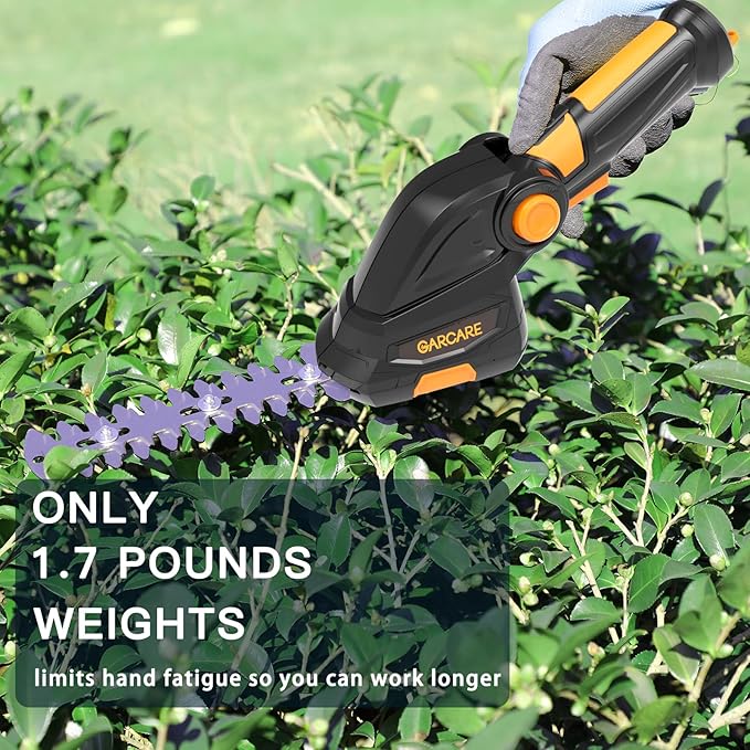 GARCARE 2 in 1 Grass Shear Cordless 7.2V Bush Timmer Handheld Grass Cutter for Shrub, Garden and Lawn Built-in 1500mAh Lithium Battery with 60min Fast Charger-VerdiqueGarden