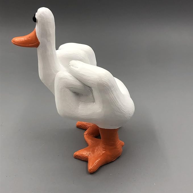Middle Finger Duck You Figurine Middle Finger Desk Decor Funny Garden Decor Statues Figurines Ornaments for Home, Patio, Lawn, Yard, Office, Outdoor Decorations, Garden Gifts (White+Yellow)-VerdiqueGarden