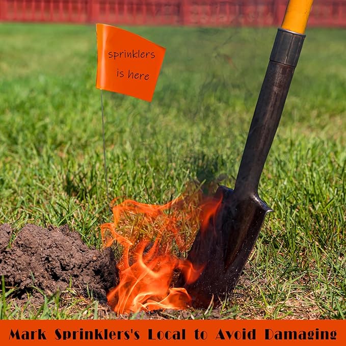 Zozen 100Pack Fluorescent Orange Marking Flags, Writable | Marker Flags - 15x4x5 Inch, Lawn Flags, Landscape Flags, Marker Flags for Lawn, Survey Flags, Irrigation Flags, Sprinkler Flags, Survey Flags.-VerdiqueGarden