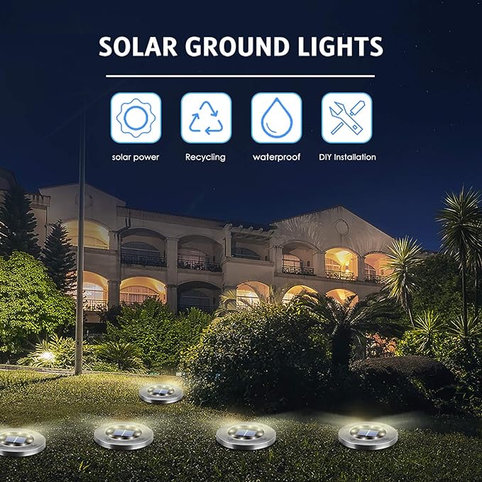 Solar Ground Lights - 16 Pack, In-Ground Pathway Lights for Garden, Lawn, Yard, Patio, Driveway, Steps and Walkway - White-VerdiqueGarden