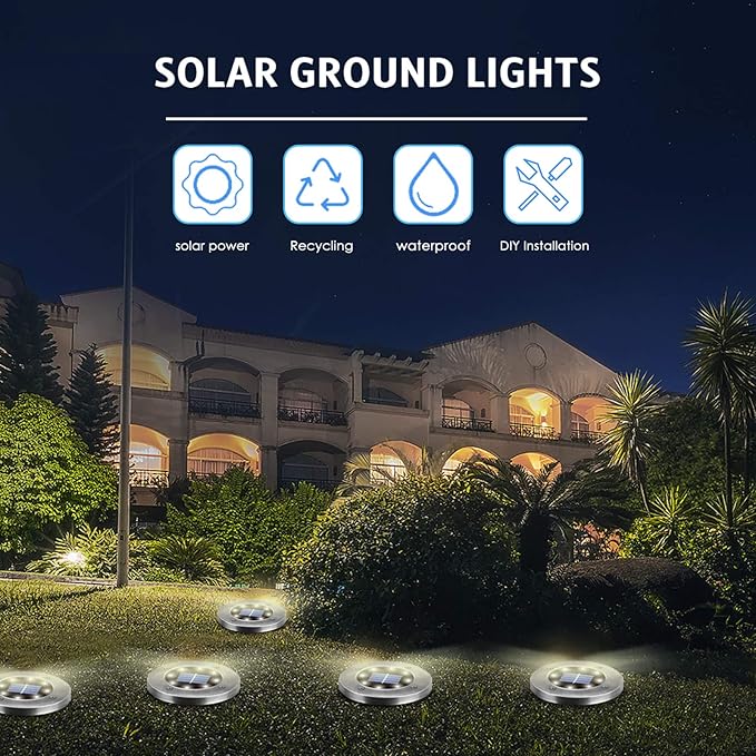 Solar Ground Lights 16Pack, Garden Solar Lights Outdoor Waterproof Solar Pathway Lights Bright In-Ground Lights Outdoor Lighting Decor for Lawn, Patio, Yard, Driveway,Walkway Warm Light-VerdiqueGarden