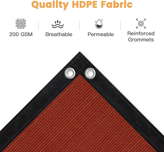 VICLLAX Shade Fabric Sun Shade Cloth with Every 2 FT Grommets for Patio Garden Pergola Cover Canopy 13x19 FT, Rust Red-VerdiqueGarden