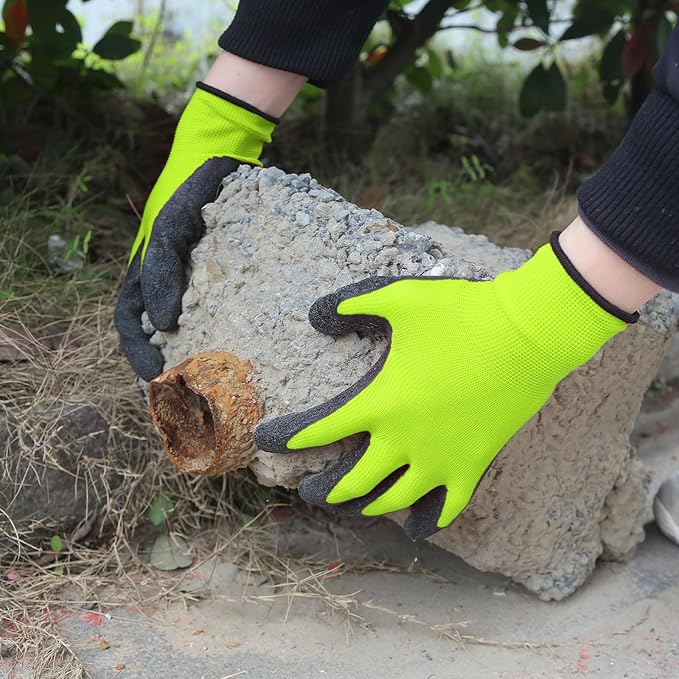 Evridwear Crinkle Latex Rubber Hand Coated Safety Work Gloves for Men Women General Multi Use Construction Warehouse Gardening Assembly Landscaping (XL-Size) Lime 120 Pairs Pack-VerdiqueGarden