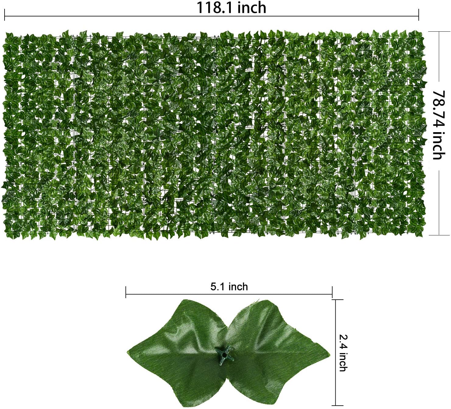 DearHouse Artificial Ivy Privacy Fence, 118x78.7in Artificial Hedges Fence and Faux Ivy Leaf Decoration for Outdoor Decor, Home, Garden Decor-VerdiqueGarden