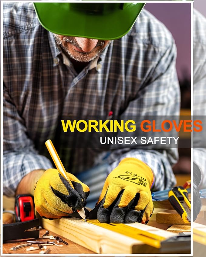 Nuogo 48 Pairs Gardening Gloves for Men Women Rubber Coated Safety Work Gloves Bulk for Gardening Construction Work-VerdiqueGarden