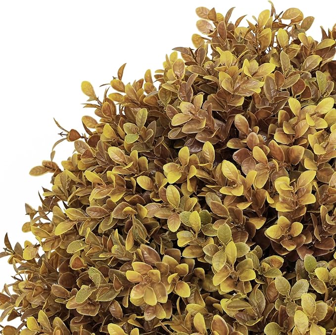 24" Tall Artificial Boxwood Ball Fall Topiary Trees Set of 2, UV Resistant Large Faux Plants Outdoor, 2ft Fake Bushes and Shrubs Look Real with Stake for Front Porch Outside Planter Backyard Decor-VerdiqueGarden