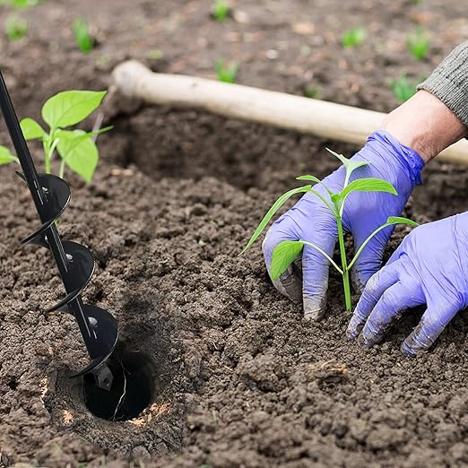 TCBWFY Auger Drill Bit for Planting,1.6"x12"Solid Shaft Garden Auger Drill Bit with Extensive Spirals,Spiral Hole Drill Bit for Planting Bulbs,Flowers,Post Holes,Earth Auger for 3/8" Hex Drive Drill-VerdiqueGarden