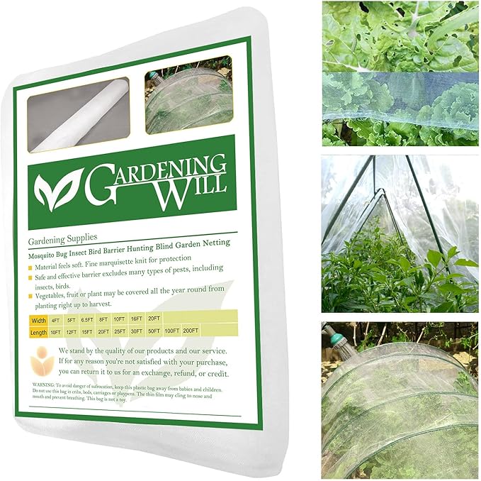 10x30Ft Mosquito Bug Insect Bird Fine Mesh Net Barrier Hunting Blind Garden Screen Netting for Protect Your Plant Fruits Flower-VerdiqueGarden
