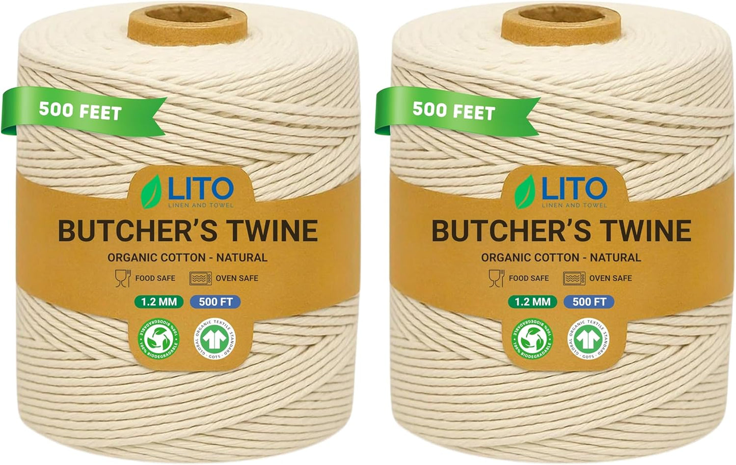 Organic Butcher’s Twine for Cooking & Trussing – 1.2mm Heavy-Duty Natural Cotton Kitchen Twine 1000 Feet – Food-Safe, Oven-Safe String for Meat, Turkey, Baking, & Crafts-VerdiqueGarden