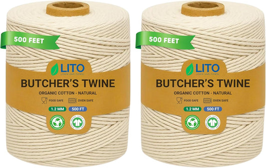 Organic Butcher’s Twine for Cooking & Trussing – 1.2mm Heavy-Duty Natural Cotton Kitchen Twine 1000 Feet – Food-Safe, Oven-Safe String for Meat, Turkey, Baking, & Crafts-VerdiqueGarden